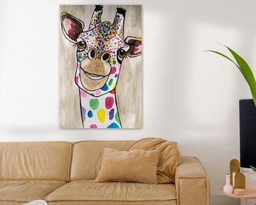 Giraffe Abstrakte Aquarelle in verschiedenen Farben von Art By Dominic