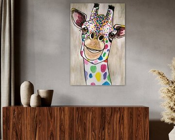 Giraffe Abstract Waterverf in Diverse Kleuren van Art By Dominic