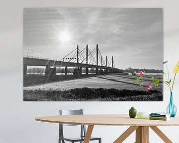 Tacitus bridge, Waal bridge near Ewijk, beautiful photo in black and white by Patrick Verhoef