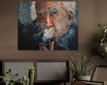 Portret van de oude man met een pijp. Hommage aan Zygmunt Bauman