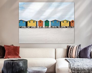 Bunte Strandhäuser am Strand | Muizenberg | Südafrika von Stories by Pien