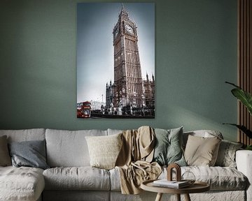 Big Ben, London in black and white with colour pop by Daphne Groeneveld