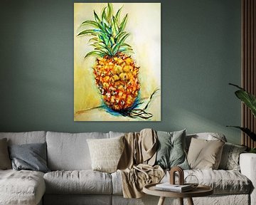 Ananas. Handgeschilderd van Ineke de Rijk