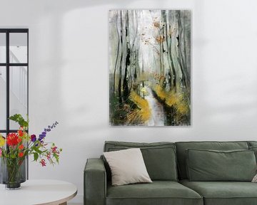 Berkenbomen in de herfst bij de beek, KARL HAGEMEISTER, rond 1908-1913 van Atelier Liesjes