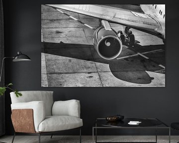 Detail van een vliegtuig in zwart-wit van Thomas Heitz