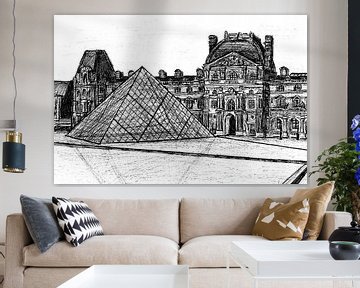 Drawing of the Louvre, Paris by Lonneke Kolkman
