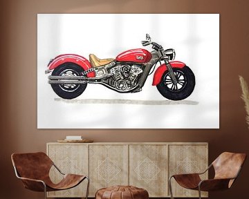 Zeichnung eines Indian Motorrads von Lonneke Kolkman