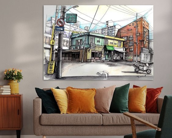 Voorbeeld van het werk in een kamer