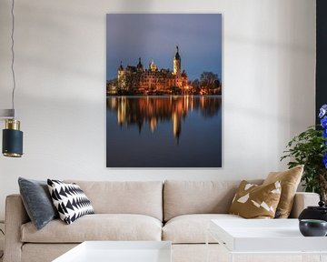 Kasteel Schwerin bij nacht