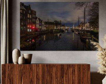 Delfshaven bij nacht (Rotterdam) NL van Mart Houtman