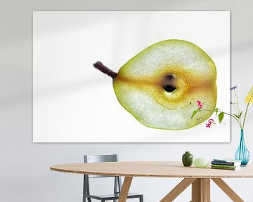 Disk of green pear isolated on a white background. by Carola Schellekens