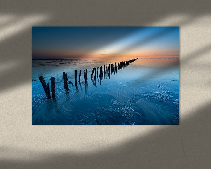 Impression: Coucher de soleil calme sur la mer des Wadden sur Ron ter Burg