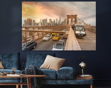 New York Skyline - Brooklyn Bridge van Fikri calkin