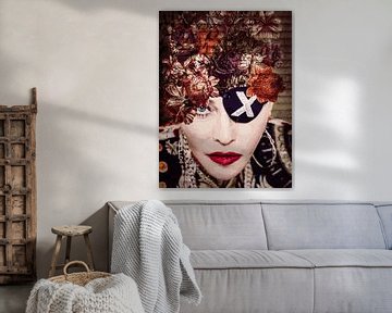 Madonna Madame X Portret  Vintage Bloemen van Art By Dominic