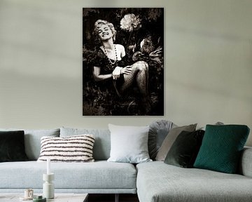 Marilyn Monroe Portret Industrial Vintage Bloemen van Art By Dominic