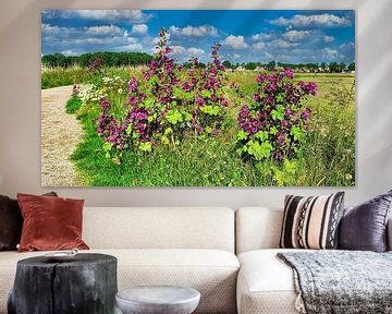 Plantes roses de bord de route sur Digital Art Nederland