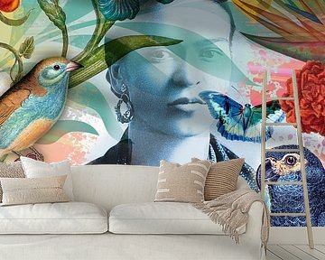 De kus van de vlinder in portretformaat