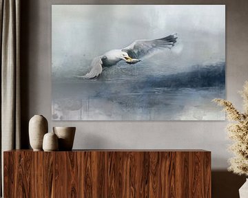 Gull In Water Watercolor Painting by Diana van Tankeren