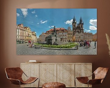 Staroměstské náměstí, het oude plein met de Tyn kerk, Prag Praha, , Tsjechië, van Rene van der Meer