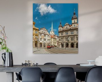 Malostranské náměstí, St Thomas church, antique tram, Prag Praha, , Czech Republic, by Rene van der Meer