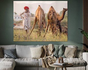 Kamelenhandelaar bij de Pushkar kamelenbeurs van Teun Janssen
