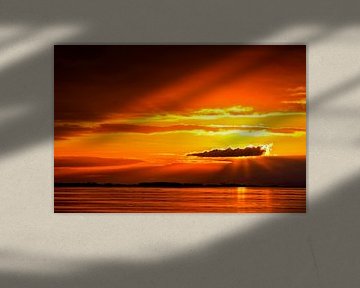 Sonnenuntergang am Dollart | Ostfriesland | Himmel | rot | Wolken von Dieter Ludorf