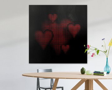Halftoonpatroon harten zwart rood van Jörg Hausmann