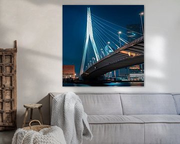 Skyline Erasmusbrug bij nacht (Landschap) van ilias azou