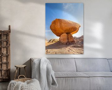 Rocher aux champignons dans le désert du Wadi Rum, Jordanie sur Teun Janssen