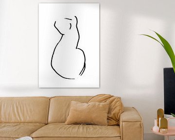Line drawing cat silhouette - simple line drawing in black and white by Qeimoy