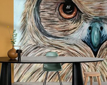 Owl Watercolor Painting in Brown, Grey by Art By Dominic