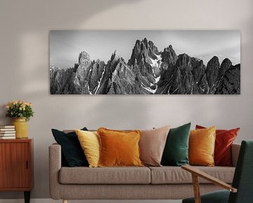 Panorama Dolomieten Zwart-Wit van Vincent Fennis