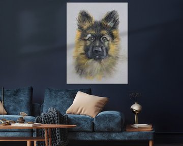 Schäferhund Portrait | Deutscher Schäferhund von Henriëtte Mosselman
