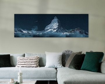 Panoramisch uitzicht Matterhorn-berg bij nacht van Besa Art