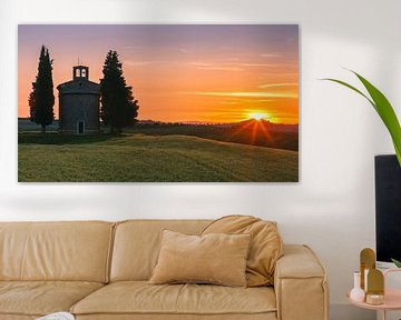 Sonnenuntergang Vitaleta Kapelle, Toskana, Italien von Henk Meijer Photography