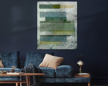 Abstract in grijs groene tinten, colorfieldpainting van Rietje Bulthuis