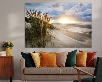 Coucher de soleil sur Ameland près de la plage de Buren sur Arjan Boer