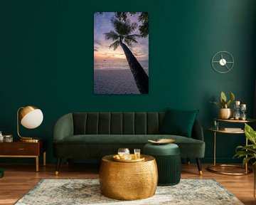 Palmboom zonsondergang van Michiel Dros