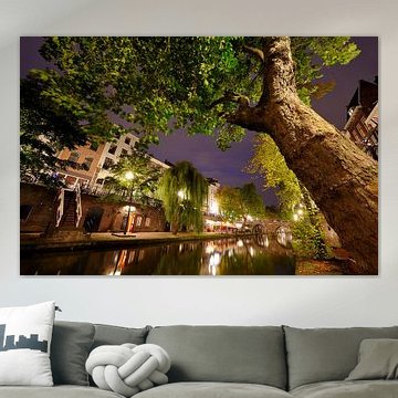 Oudegracht in Utrecht zwischen Weesbrug und Hamburgerbrug von Donker Utrecht