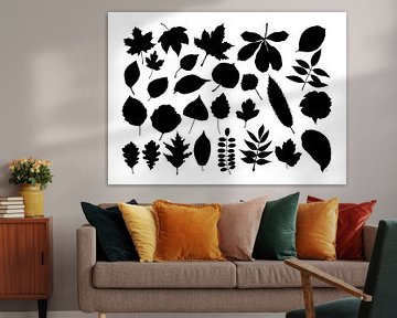 Collage de feuilles en noir et blanc sur Jasper de Ruiter