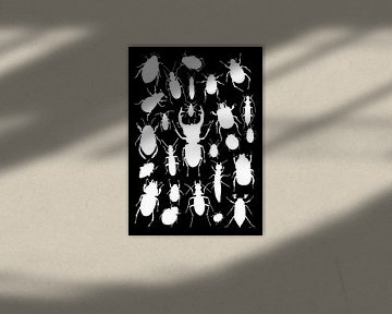 Collage Käfer in weiß schwarz von Jasper de Ruiter