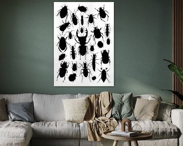 Collage of beetles in black and white by Jasper de Ruiter
