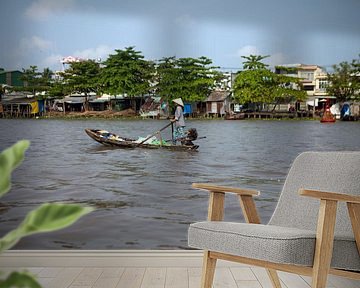 Drijvende markt in de Mekong Delta (Vietnam) van t.ART