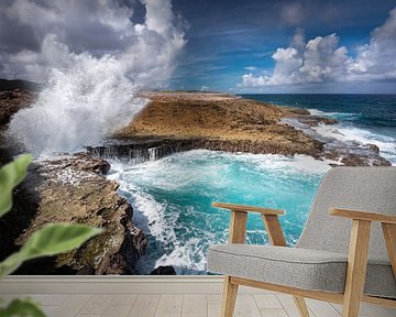 Rough sea at Boka Pistol on Curacao by Krijn van der Giessen