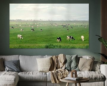 Koeien in mistige wei van Digital Art Nederland