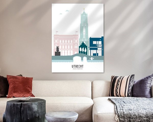 Skyline-Illustration Stadt Utrecht in Farbe