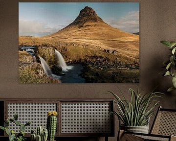 Kirkjufellsfoss with Kirkjufell mountain in the background by Melissa Peltenburg
