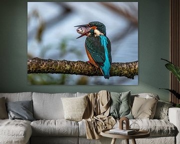 Oiseau de glace avec des poissons sur Linda Raaphorst