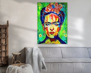 Frida - Gelb Grün von Kathleen Artist Fine Art