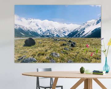 Die Berge am Mount Cook in Neuseeland von Linda Schouw